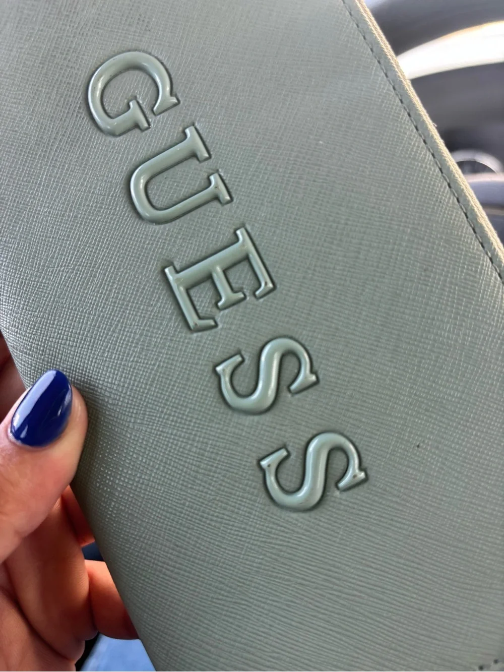GUESS Zip-Around Phone Wallet in Sage Green